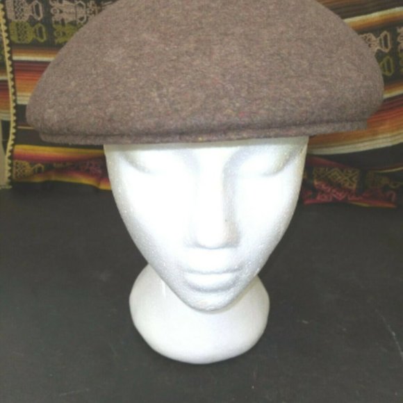 Brooks Snap Newsboy Hat Cap Men's 7 1/8 Brown 100% Wool Made in England - Picture 2 of 5